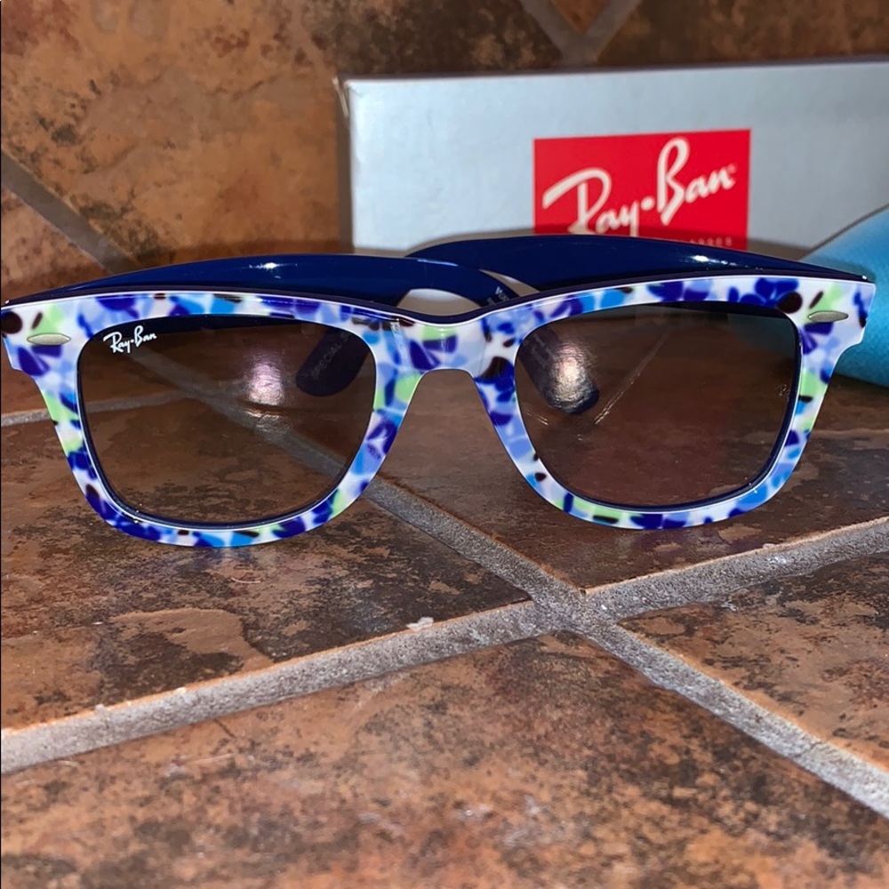 Ray Ban Blue Floral Wayfarer Sunglasses
